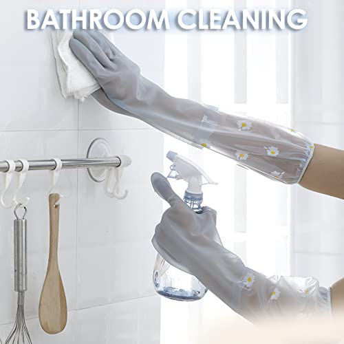 Kaq Dishwashing Cleaning Gloves 3 Pairs-Reusable Rubber Gloves Non-Slip Laundry Kitchen Gardening Household Gloves(Long Cuff) #TOP2