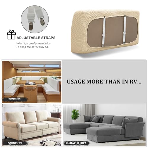 SYLC Caravan Seat Cover Stretch Jacquard, Non-slip RV Dinette Cushion Covers with 2 Straps - Image 4