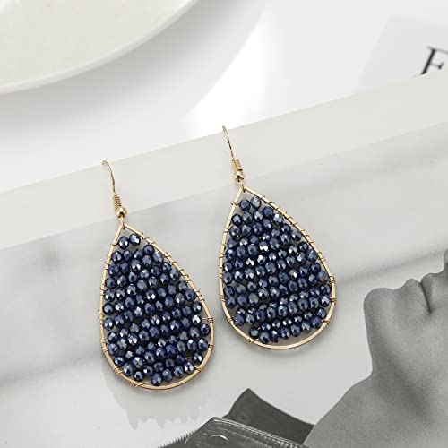 Turquoise Teardrop Earrings, Boho Colorful Beads Fashion Hoop Earrings for Women Bohemian Jewelry4