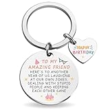 Best Friend Birthday Gifts for Women Girls Happy Birthday Bestie Gift Funny Friendship Gifts for BFF Coworker Classmate To My Amazing Friend Keychain