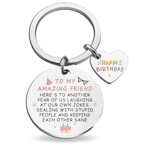 Best Friend Birthday Gifts for Women Girls Happy Birthday Bestie Gift Funny Friendship Gifts for BFF Coworker Classmate To My Amazing Friend Keychain