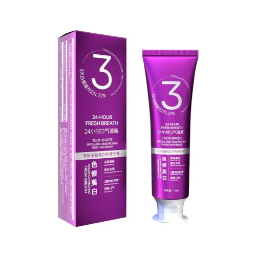 Pasta de dientes blanqueadora correctora color 100 g con perlas explosivas, frotamiento suave for reducir el amarillento los(3pcs)