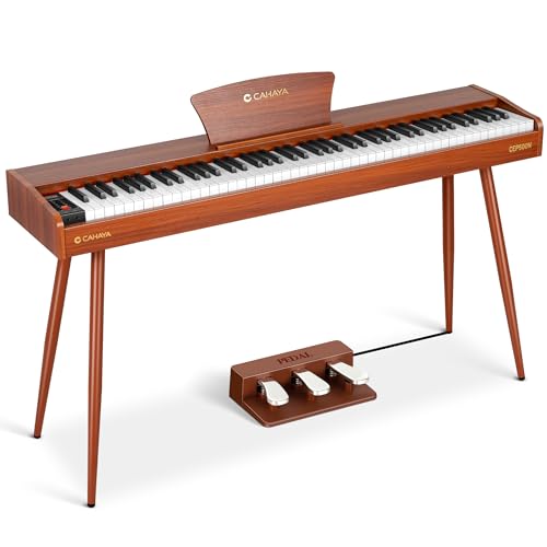 CAHAYA Piano Numérique 88 Touches – Piano Électrique Pleine Taille avec Touches Pondérées, Corps en Bois, 380 Sons, Triple Pédale pour Débutants, Prise...