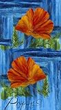 Northcott Wild Flower by Stephanie Brandenburg 40076 45 Electric Blue - Poppy 24' Panel