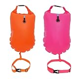 2 Stück Schwimmboje, wasserdichte Tasche Schwimmhilfe, Verstellbarer Gürtel Tragbar Schwimmboje Set für Aktivitäten im Freien und Wassersport (Orange+Rosa)