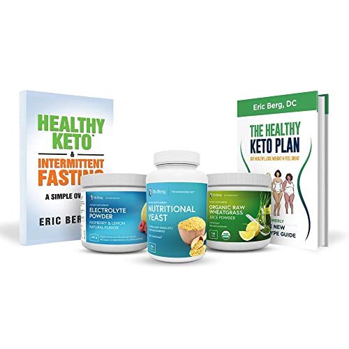 Dr. Berg’s Complete Keto Kit - Keto Diet Starter Package Bundle Includes Electrolyte Powder, Nutritional Yeast Tablets, Organic Raw Wheatgrass Juice Powder, and Keto & Intermittent Fasting Booklet