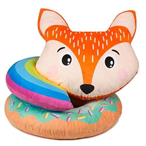 Ferocity Samt Kissen für das Kinderzimmer 40 cm Groß; Deko für Kinder Motiv Bunter Donut [091]