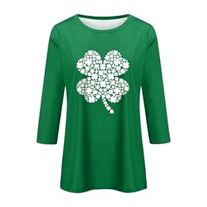 St Patricks Day Shirts Women 34 Sleeve Summer Tops Round Neck Shamrock St PatrickS Day Tunic Top Running Blouse