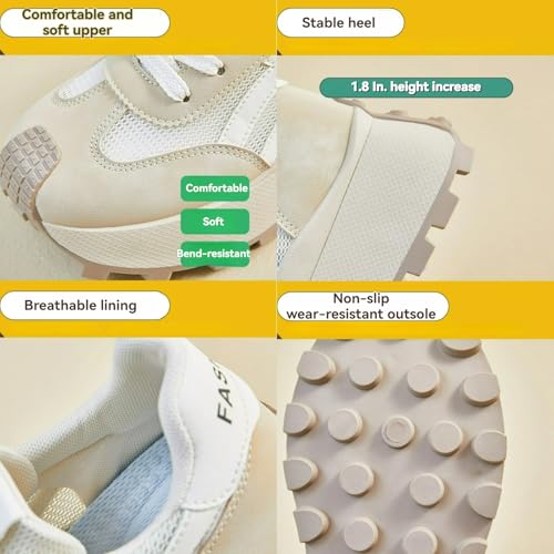 Retro Chunky Platform Sneakers Women Y2K Aesthetic 1.8" Height Increase Breathable Mesh Summer Dad Shoes Casual Outfit Walking Shoes4