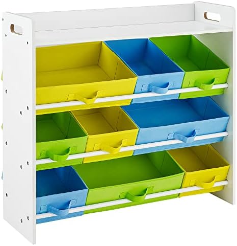 SONGMICS Çocuk Odası Rafı, 9 Çıkarılabilir Polar Sepetli Oyuncak Düzenleyici, Çocuk Odası İçin Oyuncak ve Kitaplık, Beyaz Çerçeve, Gkr31Wt, 78 X 26,5 X 82,5 Cm — Amazon ürün görseli