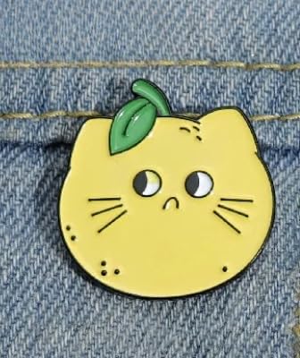 Image of Lemon Cat Pin, Metal Sourpuss Enamel Pin