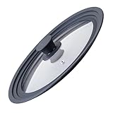 Fackelmann Coperchio Universale in Vetro Ø24–26–28 cm con Bordo in Silicone, Valvola Vapore e Pomello ergonomico Soft Touch – Coperchio per …