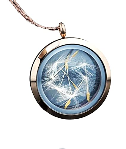 Collier médaillon graines de pissenlit or rose fin des bijoux ternes optez pour l'originalité