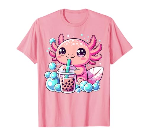 Axolotl Bubble Tea Boba Anime Kawaii Axolotl T-Shirt