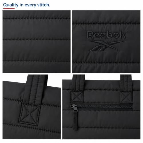 Image of Reebok Womens Tote Bag - Lightweight Carry On Puffer Quilted Tote Bag for Travel Work Travel and Daily Essentials