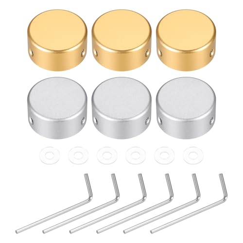 MECCANIXITY 6 Pcs Footswitch Toppers Guitar Pedal Button Caps Metal Footswitch Top Cover 3/8' for...