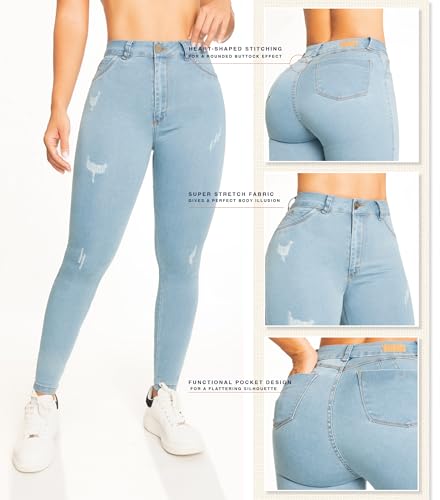 High-Rise Push-Up Jeans Pantalones Levanta Cola Colombianos Originales2