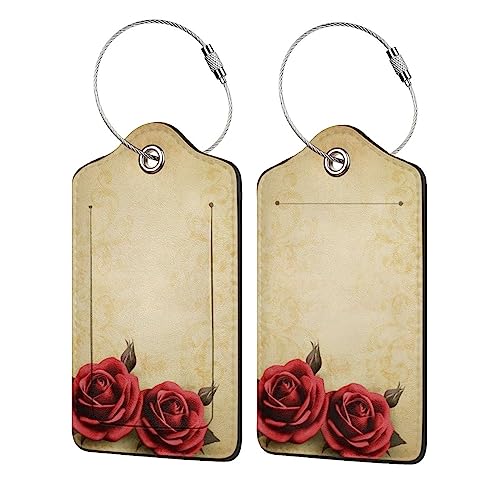 Étiquettes de bagage vintage en cuir rose idéales pour vos vacances de rêve