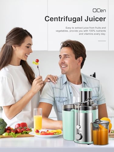 Juicer Machine, 800W Centrifugal Juicer Extractor with Wide Mouth 3” Feed Chute for Fruit Vegetable, Easy to Clean, Stainless Steel, BPA-free (Aqua) - Image 3