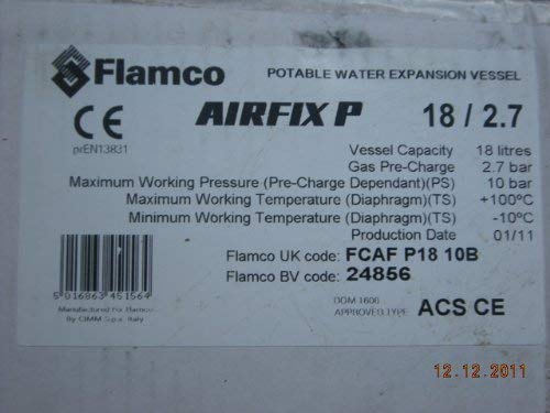 Flamco 18 Litro Vaso Espansione per Potabile Acqua...