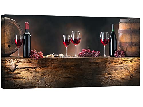 canvashop Quadri Cucina Vino Stampa Su Tela Canvas Da Parete Quadro Ristorante Bar Arredo Moderno Soggiorno Casa (120x60 cm)