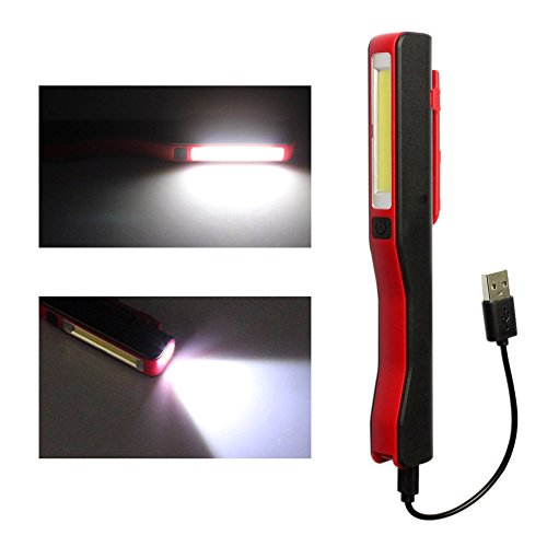 Preisvergleich Produktbild GOESWELL LED Arbeitsleuchte Taschenlampe USB Lade LED Pocketlight Arbeitslampe kabellos, Worklight mit Befestigungs-Clip inklusiv Magnet Halterung, Penlight Inspektionslampe (Rote)