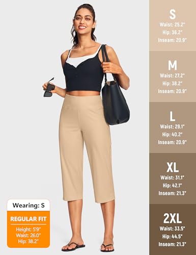 Image of ISEEGZ 15 inch / 18 inch / 21 inch / 25 inch Capri Pants for Women High Waist with Pockets Women's Capris Workout Yoga Pants Loose Straight Leg