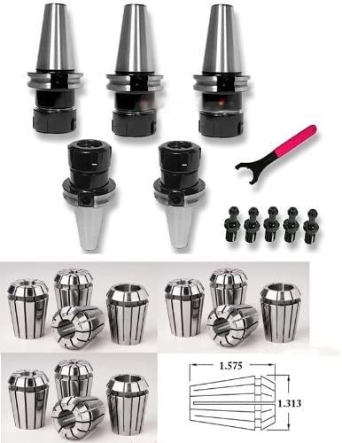 5PC CAT40 ER32 Collet Chuck with 12PC ER32 Collets Free HAAS or Mazak Pull Stud …