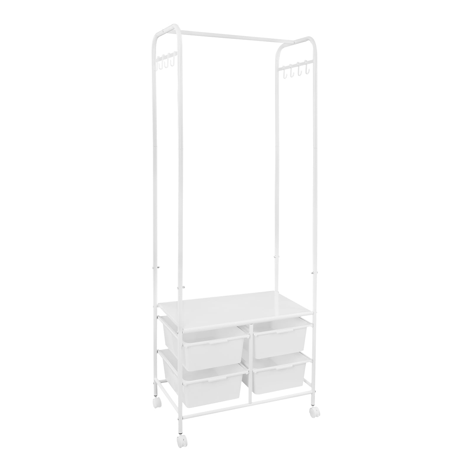 Porte-manteau sur roulettes blanc meuble rangement buanderie