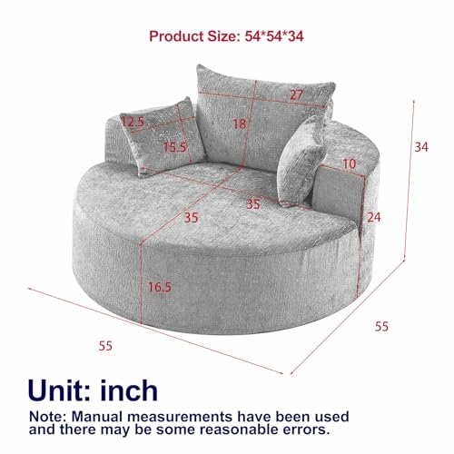 Sillón Redondo Plegable Chenille Gris miniatura 2