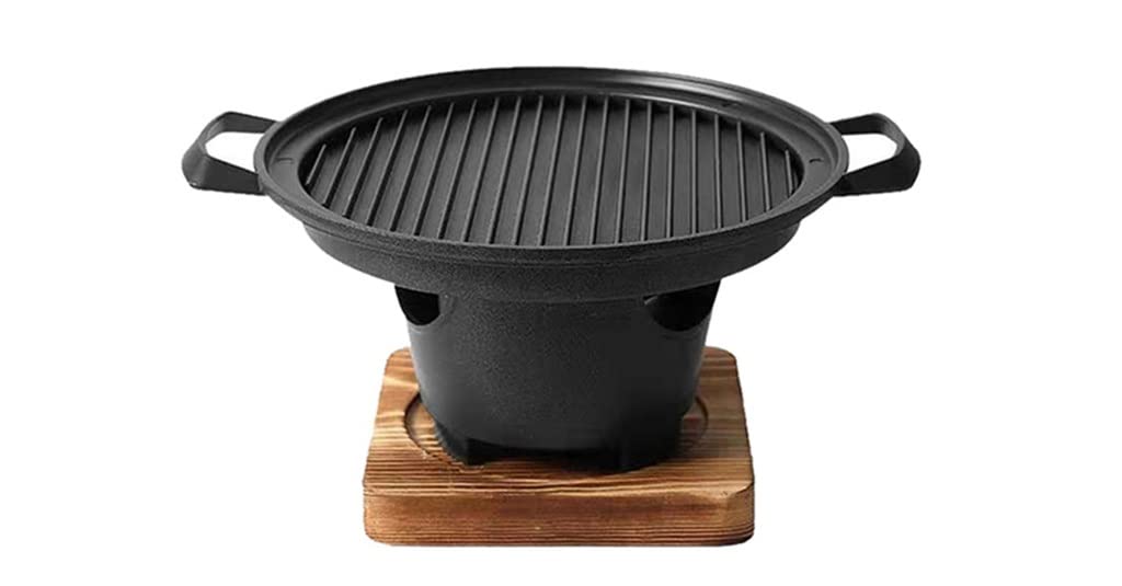 Mini Barbecue avec Socle en Bois premium et plaque de cuisson en fonte Svart