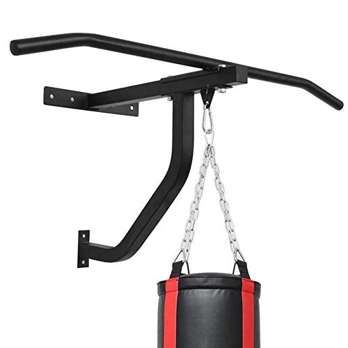 ZHANGQINGXIU Soporte de pared para saco de boxeo pesado con barra de dominadas, barra de dominadas de hierro con soporte para saco de boxeo, marco de techo montado en la pared, fitness al aire libre,