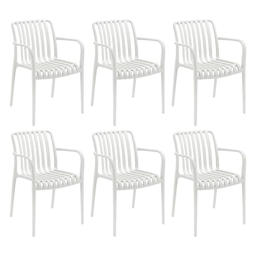 7H SEVEN HOUSE 7house Pack de 6 Sillas Apilables de Exterior con Reposabrazos Kaia en Polipropileno