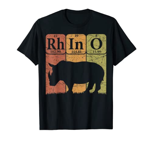 Rhino Periodic Table Elements Rhino Lover Rhinoceros Retro T-Shirt