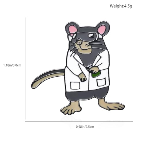 Image of Dr's gift Science Mouse Pins Brooch Lab Rat Doctor Pin Lapel Backpacks Badge Fun Biology Jewelry Gifts for Scientists Teachers Animal Researchers