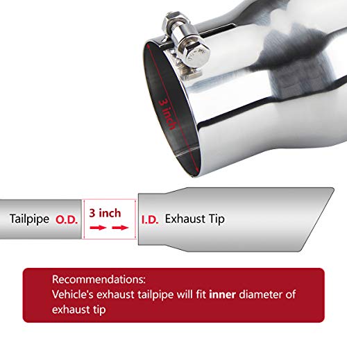 LCGP 3 Inch Inlet Exhaust Tip,3" x 4" x 12",Bolt On Stainless Steel Polished Diesel Exhaust Tailpipe Tip by LCGP - Image 3