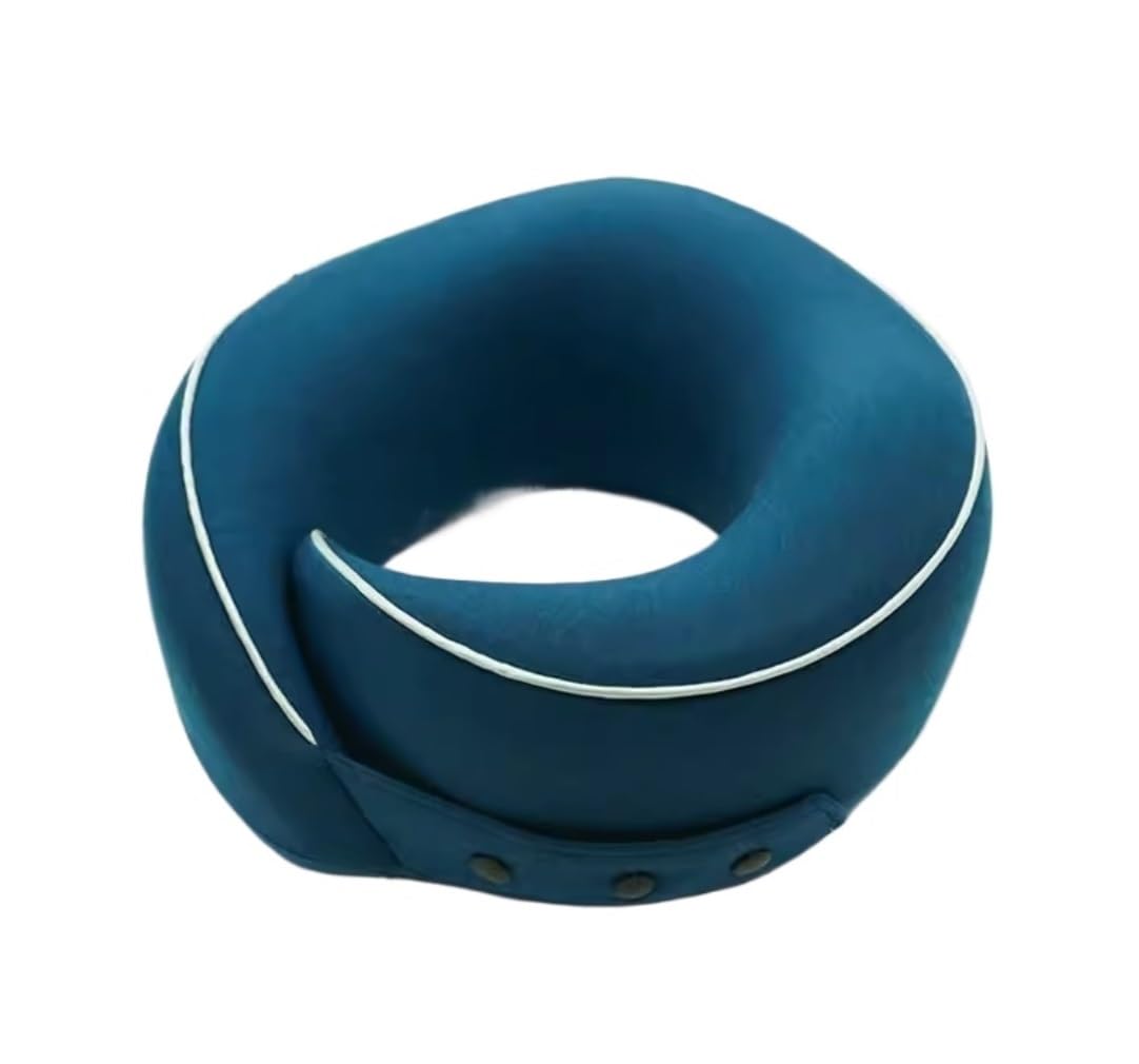 Reisekissen Nackenkissen Flugzeug Memory Foam Reise Nackenkissen 360-Grad-Unterstützung Verstellbares Reisekissen Schlafen Reiseutensilien(Blue)