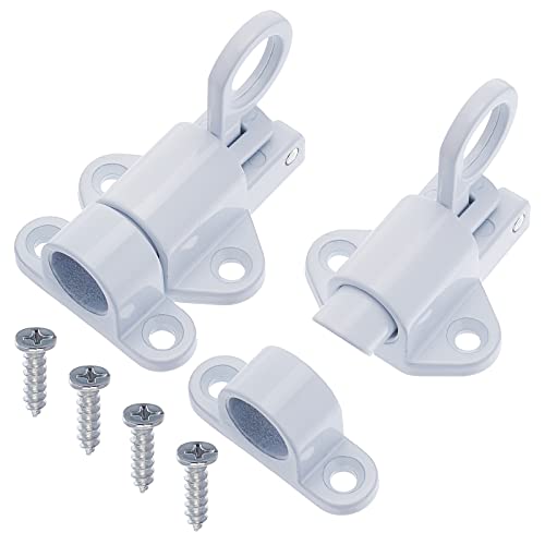 GORGECRAFT 2 Sets Self-Closing Latch Aluminum Alloy Automatic Window Spring Latch Spring Loaded Latch Slide Lock Security Automatic Window Gate Slide Locks for Inside Door White