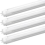 JESLED T8 T12 4FT LED Light Bulbs, 24W 5000K Daylight, 3000LM, 4 Foot Fluorescent Tube Replacement, Double Row 192LEDs, Frosted, Dual-end Powered, Ballast Bypass, Garage Warehouse Shop Lights (4-Pack)