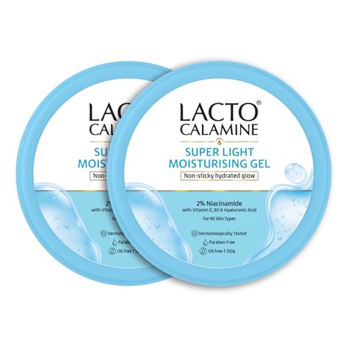 Lacto Calamine Super Light Moisturizer | 150g x 2 | Moisturizer for Face Oily Skin Solution with 2% Niacinamide | Face Moisturiser with 3X Instant Hydration | Hydration without the Oily Skin Feel