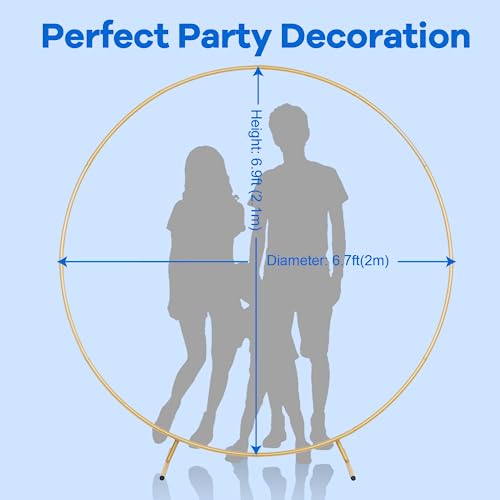 Round Backdrop Stand, Round Balloon Arch Kit, 6.7Ft (2M) Golden Circle Balloon Flower Arch Stand Plants Vines Climbing Frame For Birthday Party Wedding Party Photo Background Decorations #TOP1