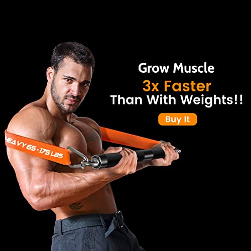 DASKING Resistance Bands Set with 75cm Detachable Exercise Bar, 4 Different Level Pull Up Bands - Fitness Workout Bars Kit for Strength Training, Pilates, Yoga - Home Gym Sports System Equipment