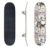 EFTOWEL Skateboards Seamless Pattern with Cartoon Bear Panda and Koala Illustration Design Classic Concave Skateboard Cool Stuff Teen Gifts Longboard Extreme Sports for Beginners and Professionals