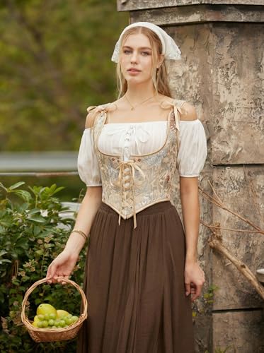Image of Scarlet Darkness Corset Tops for Women Renaissance Underbust Corset Boned Lace Up Corsets