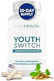 PUREHEALTH RESEARCH Youth Switch - Anti Aging Supplement with Ashwagandha Extract 600 mg KSM-66 - Longevity Activator - Telomere Supplements - Disrupt & Reverse Aging, 1 Bottle - 60 Capsules