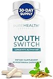 PUREHEALTH RESEARCH Youth Switch - Anti Aging Supplement with Ashwagandha Extract 600 mg KSM-66 - Longevity Activator - Telomere Supplements - Disrupt & Reverse Aging, 1 Bottle