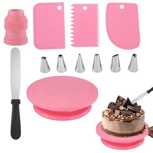 Plateau tournant de décoration de gâteaux, Support à gâteau,Table tournante à gâteau rotative de qualité alimentair gerie, Dont 1 spatu