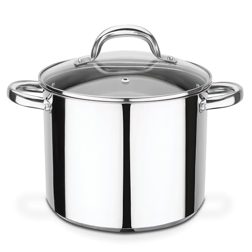 GSW 990196 Montreal pot à légumes avec couvercle en verre, acier inoxydable, argent, 22 cm, 6,8 litres, 31x 22 x 18 cm