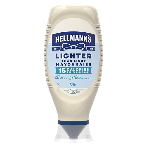 Hellmanns Lighter Than Light Mayonnaise mayo with 15 calories per tablespoon squeeze bottle for sandwiches wraps and salads 750 ml