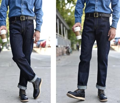 Men’S Vintage Straight Fit Selvedge Raw Denim Full Length Jeans Zipper Fly Heavyweight Casual Wear Pants4